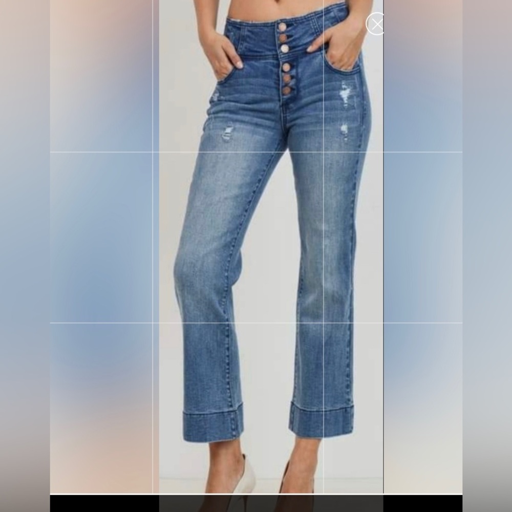Light blue High waisted ankle bootcut